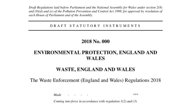 DRAFT REGULATIONS The Waste Enforcement (England and Wales